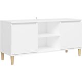 VidaXL TV-meubel Massief Houten Poten 103,5x35x50 cm Wit