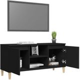 VidaXL Tv-meubel Massief Houten Poten 103,5x35x50 cm Zwart