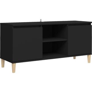 VidaXL Tv-meubel Massief Houten Poten 103,5x35x50 cm Zwart