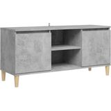 vidaXL-Tv-meubel-met-massief-houten-poten-103,5x35x50-cm-betongrijs