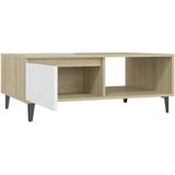 VidaXL Salontafel 90x60x35 cm Spaanplaat Wit en Sonoma Eikenkleurig