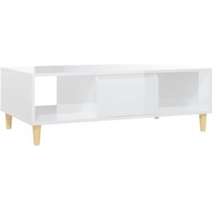 vidaXL - Salontafel - 103,5x60x35 - cm - bewerkt - hout - hoogglans - wit