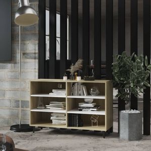 vidaXL - Dressoir - 103,5x35x70 - cm - spaanplaat - wit - en - sonoma - eikenkleurig