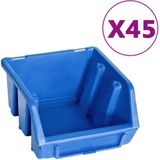 vidaXL 48tlg. Behälter-Set für Kleinteile mit Wandplatten Blau Schwarz