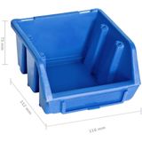 vidaXL 48tlg. Behälter-Set für Kleinteile mit Wandplatten Blau Schwarz