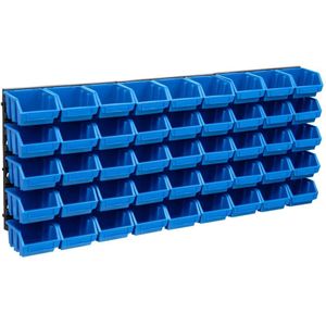 vidaXL 48tlg. Behälter-Set für Kleinteile mit Wandplatten Blau Schwarz