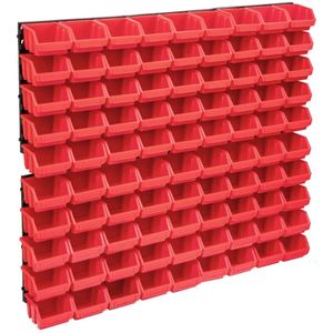 vidaXL 96-tlg. Behälter-Set für Kleinteile mit Wandplatten Rot Schwarz
