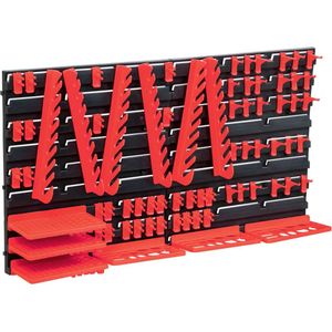 vidaXL 71-delige Opslagset met wandpanelen rood en zwart