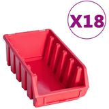 vidaXL 103-delige Opslagbakkenset met wandpanelen rood en zwart