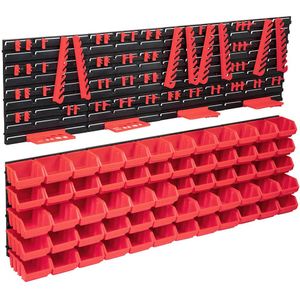 vidaXL 136 -delige Opslagbakkenset - Rood en Zwart - Wandpanelen en Bakken