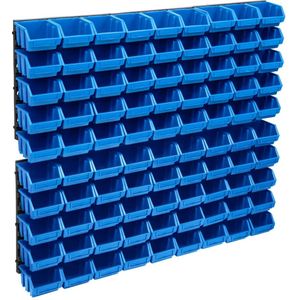 vidaXL 96tlg. Behälter-Set für Kleinteile mit Wandplatten Blau Schwarz
