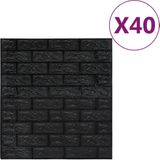 VidaXL-3D-behang-zelfklevend-40-st-bakstenen-zwart