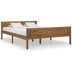 vidaXL - Bedframe - massief - grenenhout - honingbruin - 140x200 - cm