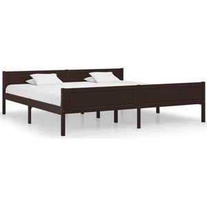 vidaXL - Bedframe - massief - grenenhout - donkerbruin - 200x200 - cm