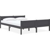 vidaXL Massivholzbett Kiefer Grau 120x200 cm