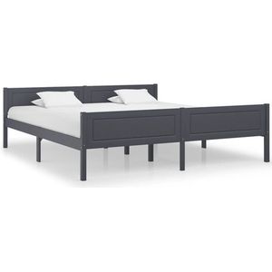 vidaXL - Bedframe - massief - grenenhout - grijs - 180x200 - cm