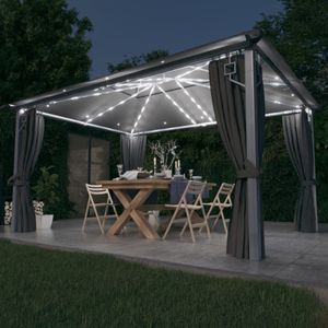 vidaXL - Prieel met Gordijn - 4x3 m - Aluminium - Antraciet