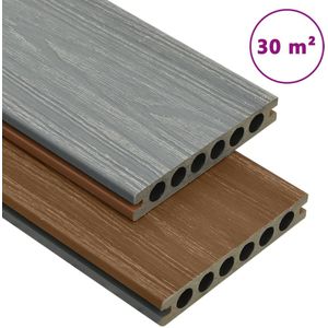 vidaXL Terrasplanken met accessoires 30 m² 2,2 m HKC bruin en grijs