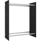 vidaXL Haardhoutrek 80x35x100 cm gehard glas zwart
