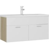 Vidaxl - Waschbeckenunterschrank mit Einbaubecken Weiß und Sonoma-Eiche