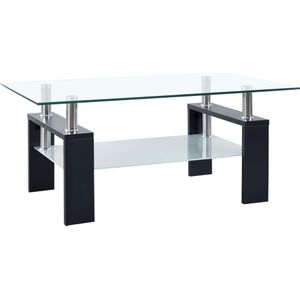 VidaXL Salontafel 95x55x40 cm Gehard Glas Transparant/Zwart