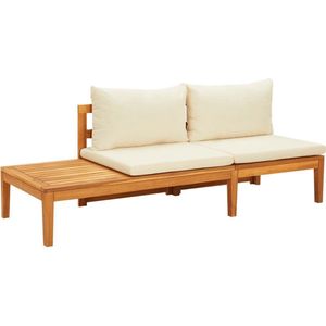 vidaXL Tuinbank met tafel & roomwitte kussens massief hout acacia - 316314