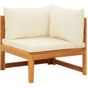 vidaXL Ecksofa mit Cremeweißen Kissen Massivholz Akazie