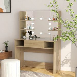 vidaXL Kaptafel met LED-verlichting 100x40x135 cm - MDF Eikenkleurig