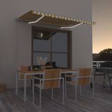 Markise Manuell Einziehbar mit led 350x250 cm Gelb und Weiß Vidaxl