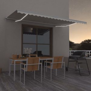 vidaXL - Luifel - handmatig - uittrekbaar - met - LED - 500x300 - cm - crÃ¨mekleurig