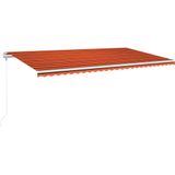 vidaXL - Luifel - automatisch - met - LED - windsensor - 600x350 - cm - oranje - bruin