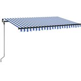 vidaXL Markise Manuell Einziehbar mit LED 400x300 cm Blau und Weiß