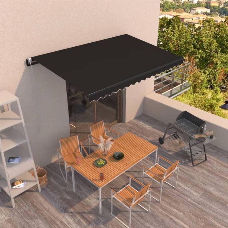 vidaXL - Luifel - automatisch - uittrekbaar - 400x350 - cm - antracietkleurig