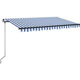 vidaXL Markise Manuell Einziehbar mit LED 450x350 cm Blau und Weiß