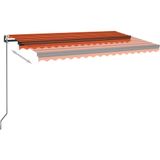 vidaXL - Luifel - automatisch - uittrekbaar - 450x350 - cm - oranje - en - bruin