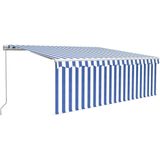 vidaXL Luifel handmatig uittrekbaar rolgordijn LED 4,5x3 m blauw wit