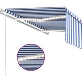 vidaXL Markise Automatisch mit Rollo LED Windsensor 4,5x3m Blau Weiß