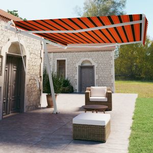 vidaXL - Luifel - vrijstaand - automatisch - 450x350 - cm - oranje - en - bruin