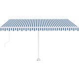 vidaXL - Luifel - automatisch - met - LED - en - windsensor - 450x350 - cm - blauw - wit