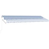 vidaXL - Luifel - vrijstaand - handmatig - uittrekbaar - 500x350 - cm - blauw - en - wit