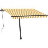 vidaXL - Luifel - vrijstaand - handmatig - uittrekbaar - 350x250 - cm - geel - en - wit