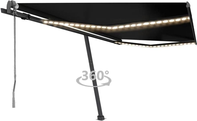 vidaXL - Luifel - automatisch - met - LED - en - windsensor - 400x300 - cm - antraciet