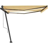vidaXL - Luifel - automatisch - met - LED - en - windsensor - 450x350 - cm - geel - wit