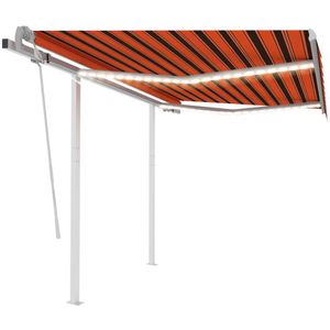vidaXL Markise Manuell Einziehbar mit LED 3x2,5 m Orange und Braun