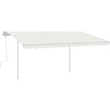 Markise Manuell Einziehbar mit Pfosten 4x3 m Creme vidaXL