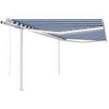 vidaXL - Luifel - automatisch - met - LED - en - windsensor - 4x3 - m - blauw - en - wit