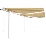 vidaXL - Luifel - automatisch - met - LED - en - windsensor - 4,5x3 - m - geel - en - wit