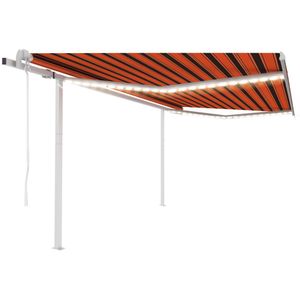vidaXL - Luifel - automatisch - met - LED - en - windsensor - 4,5x3 - m - oranje - bruin