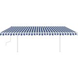 vidaXL Luifel handmatig uittrekbaar met LED 5x3 m blauw en wit