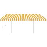 Markise Manuell Einziehbar mit LED 4,5x3,5 m Gelb & Weiß vidaXL